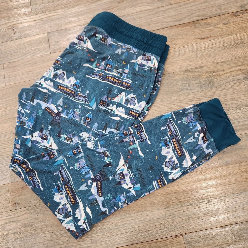 Little Sleepies Midnight Polar Express Trains Women Medium Bamboo Pajama Bottoms